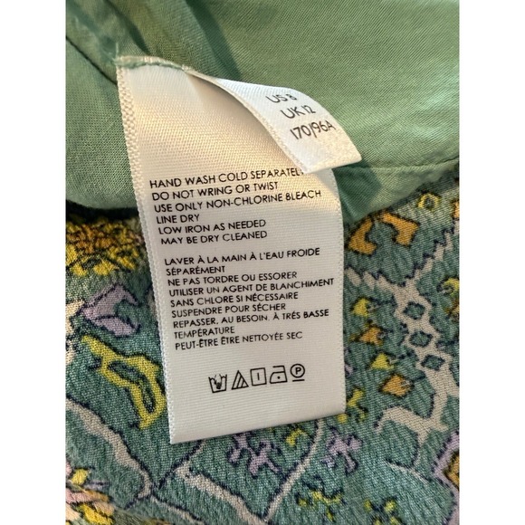 Anthropologie Women's Maeve Blossom Ruffled Mini Dress Sage Floral Draped Sz 8 - Picture 11 of 12